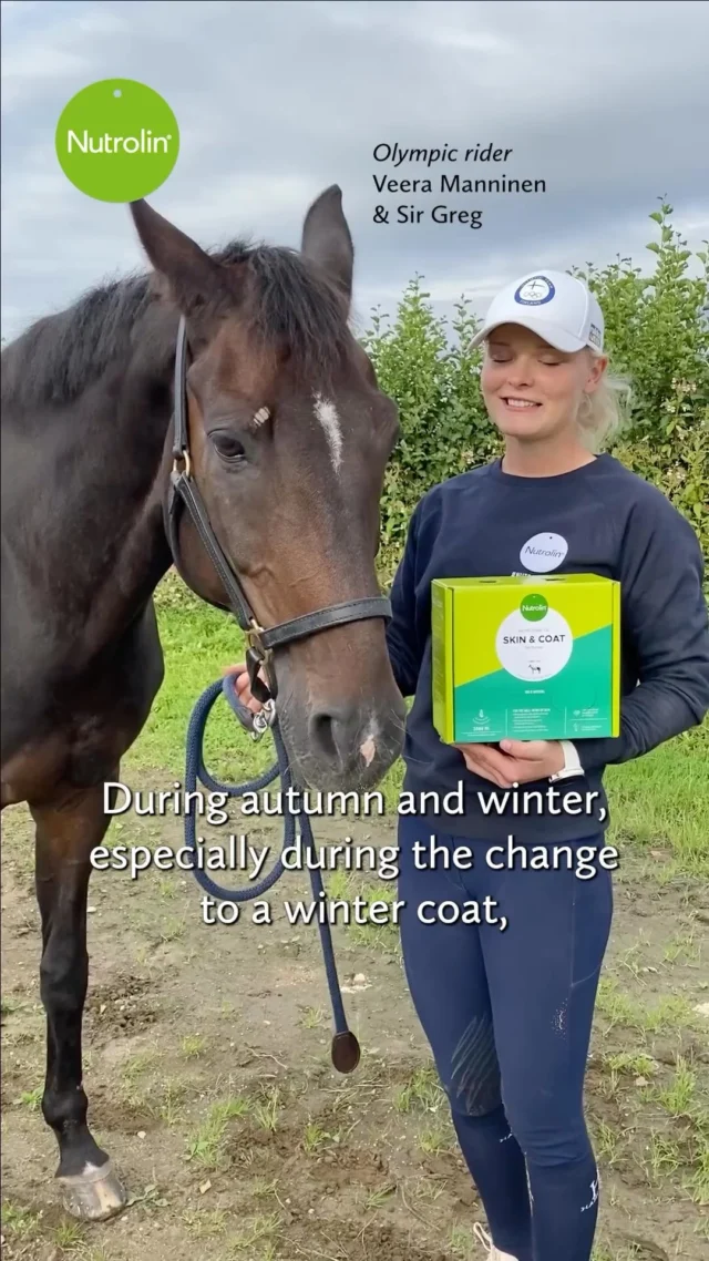 Olympic eventing rider Veera Manninen trusts Nutrolin® HORSE products with her horses. Nutrolin® HORSE Skin & Coat is part of Sir Greg’s diet to support the growth of his winter coat and ensure it stays in good condition under blankets. Skin & Coat also takes care of the skin, which is subjected to harsh conditions and changing temperatures during winter.⁣
⁣
@veera_m_eventing #Nutrolinlife #Nutrolinhorses  #Nutrolinskincoat #Veeramanninen #sporthorse #eventing #kenttäratsastus #Fälttävlan